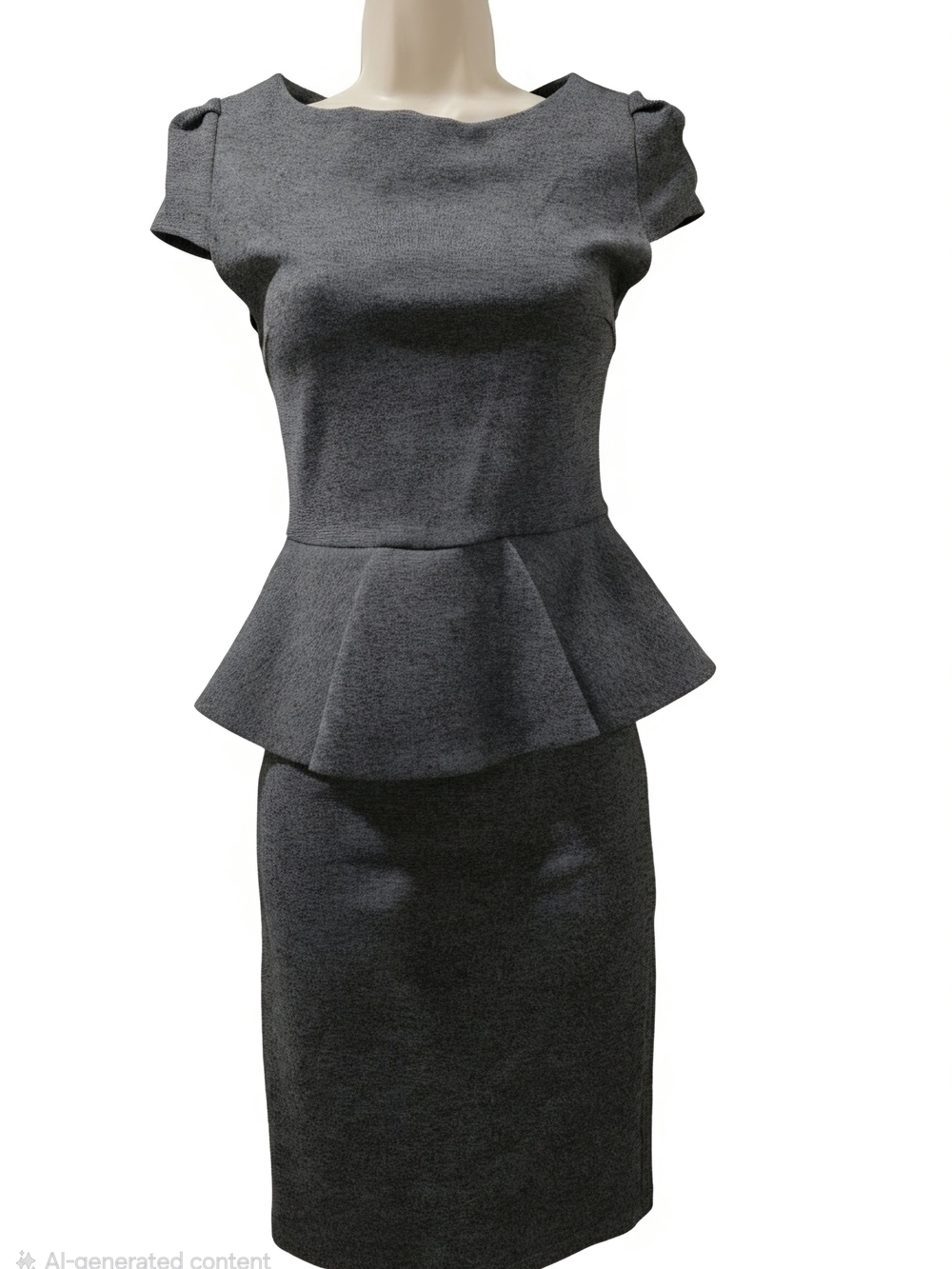 Alice + Olivia Charcoal Gray Peplum Sheath Dress